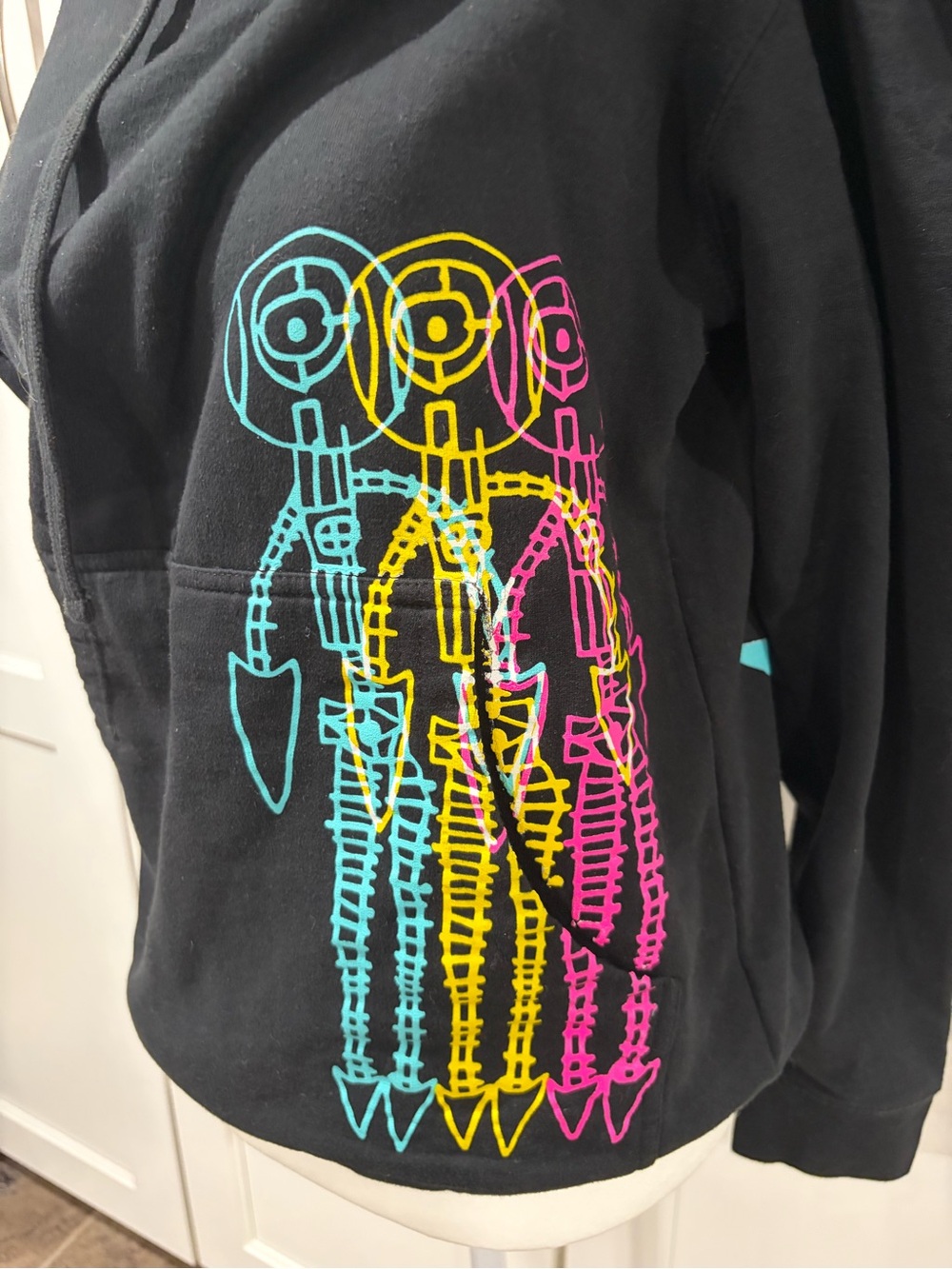 Silversun Pickups Hoodie with Cyan, Yellow & Pink Skeleton Graphic